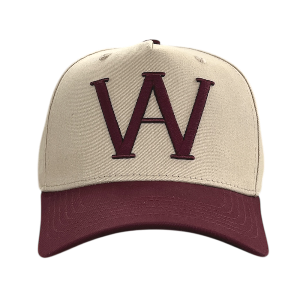 Khaki and Maroon Logo Hat