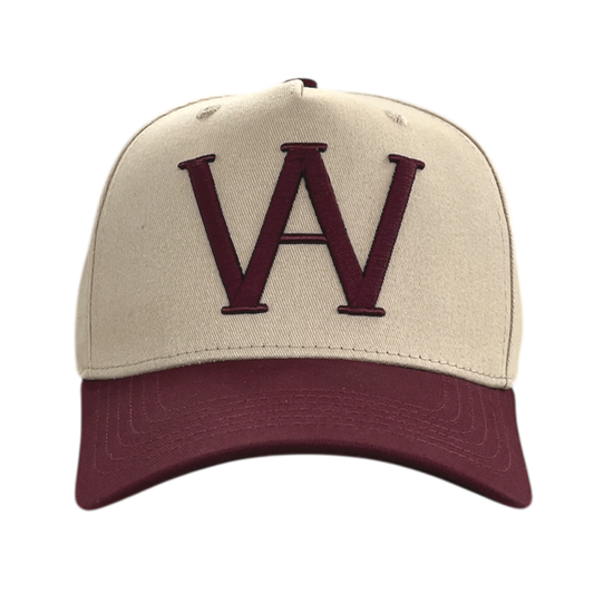 Khaki and Maroon Logo Hat