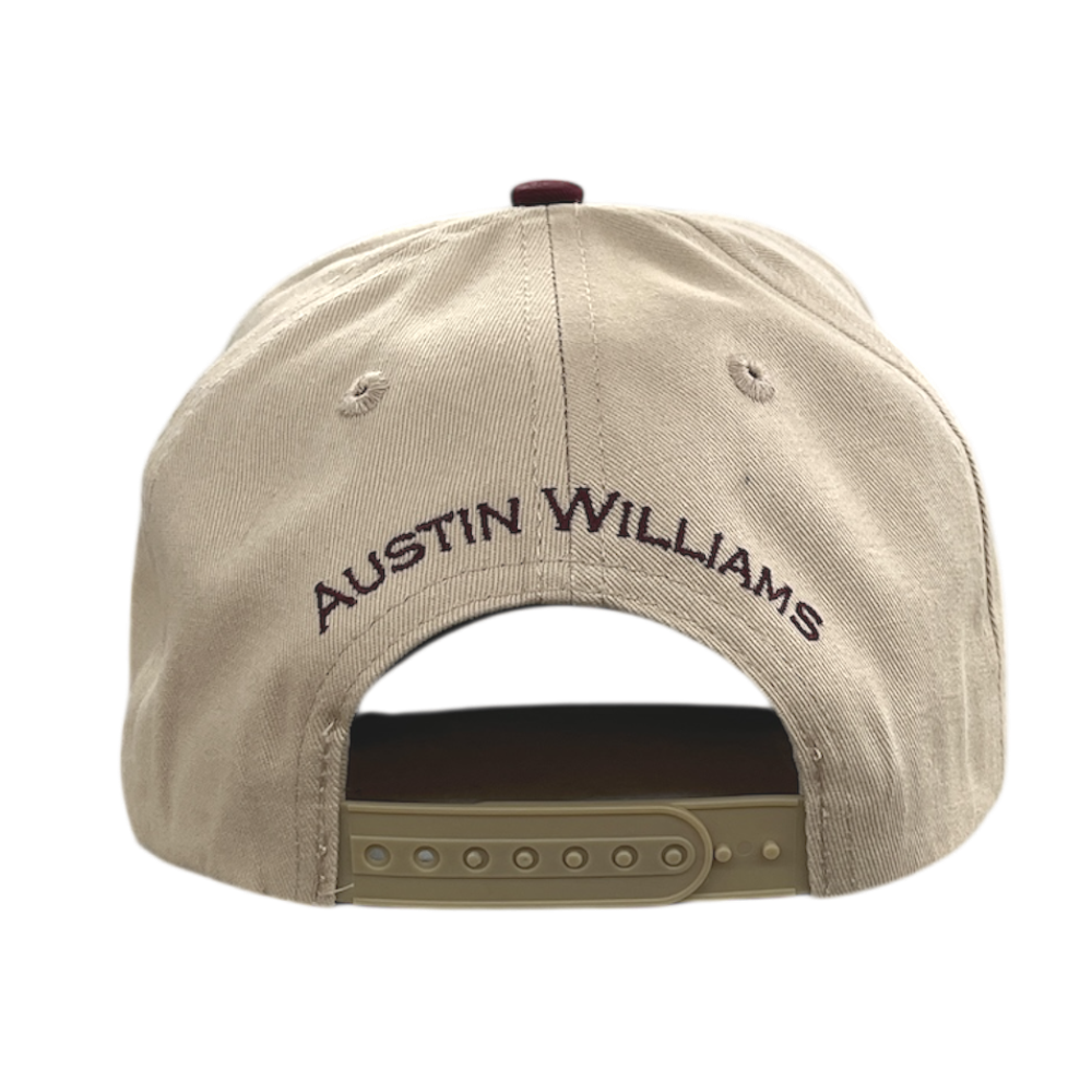 Khaki and Maroon Logo Hat